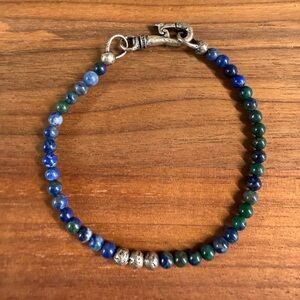 John Varvatos Azurite and Silver Beaded Bracelet